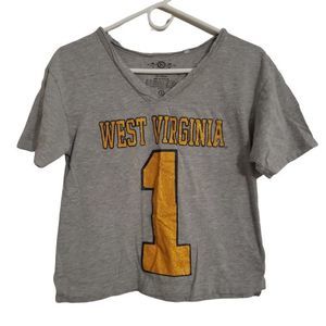 Women's Three Square Gray West Virginia University Crop Top Size S